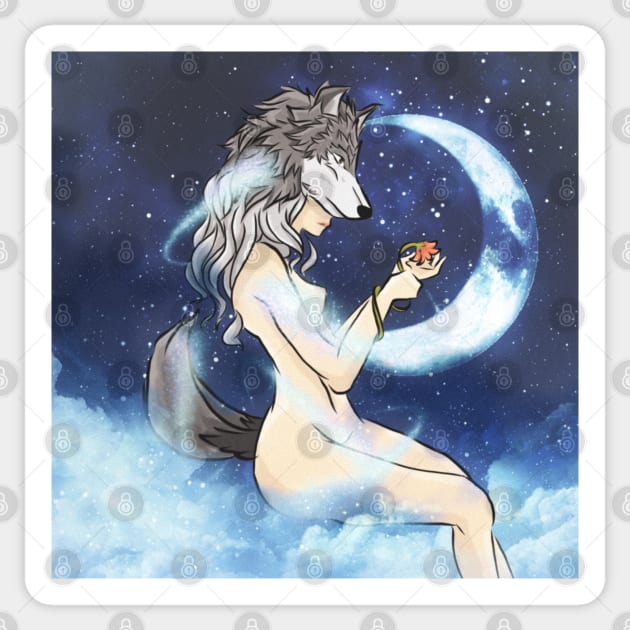 Blue Moon and Wolf Girl Sticker by RandomAlice